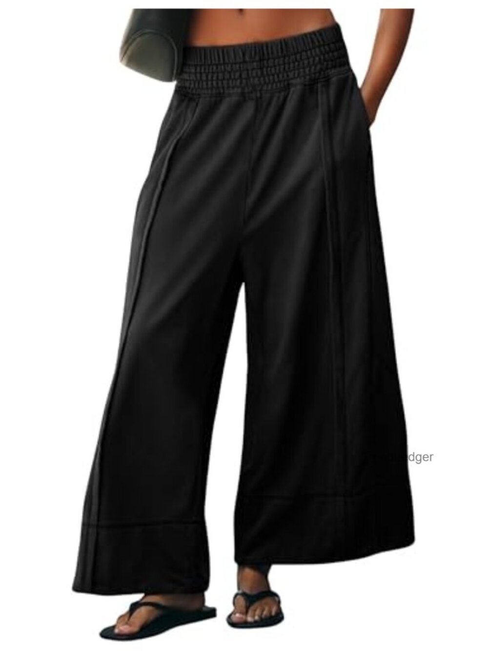 Womens Wide Leg Palazzo Sweatpants Cotton Blend Elastic Waist Casual Lounge